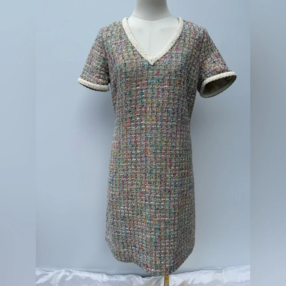 Carlisle Collection V-Neck Multicolor Winter Dress size 4 - Picture 3 of 12